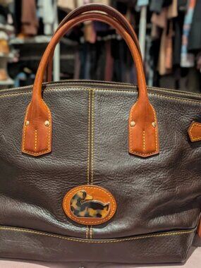 VTG Dooney & bourke fairfeild champosa leather tote handbag tortoise shell duck